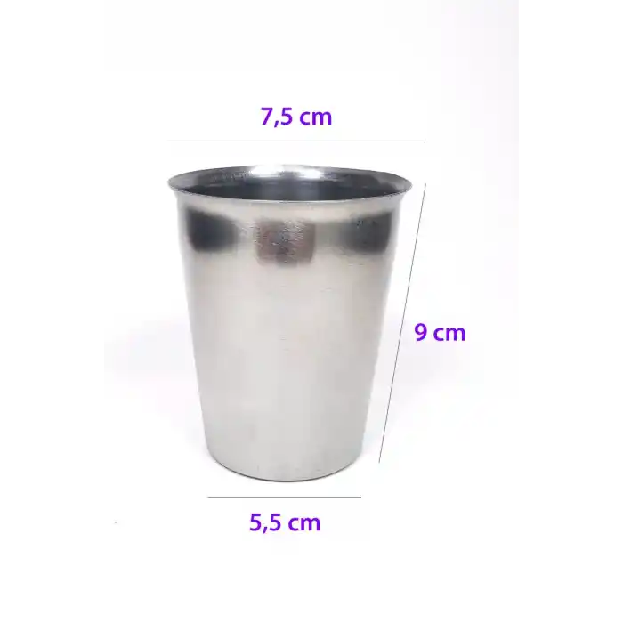 TCX 6 Adet Paslanmaz Çelik Krom Bardak 9 x 7,5 x 5,5cm