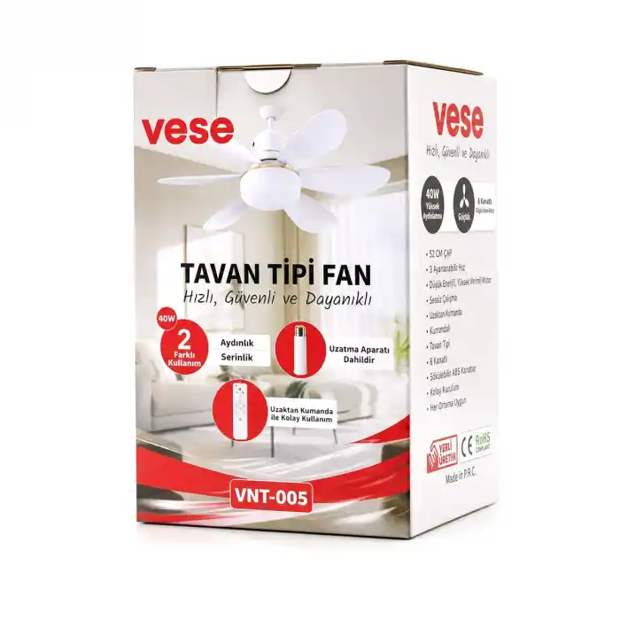 TCX 6 Kanatlı Kumandalı 2in1 Tavan Vantilatör Avize 40W