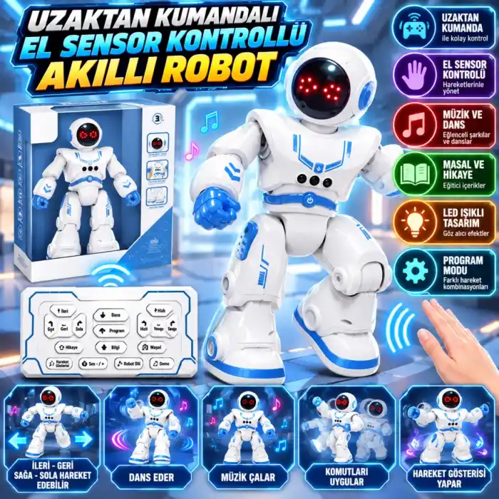 TCX 606-34 UZAKTAN KUMANDALI EL SENSOR KONTROLLÜ AKILLI ROBOT