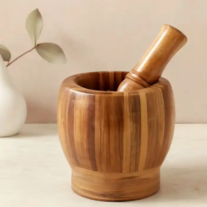 TCX Ahşap Bambu Havan (Sarımsak Dövecek) 8 cm