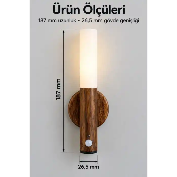 TCX ® Ahşap Desenli Şarjlı Sensörlü LED Duvar Apliği