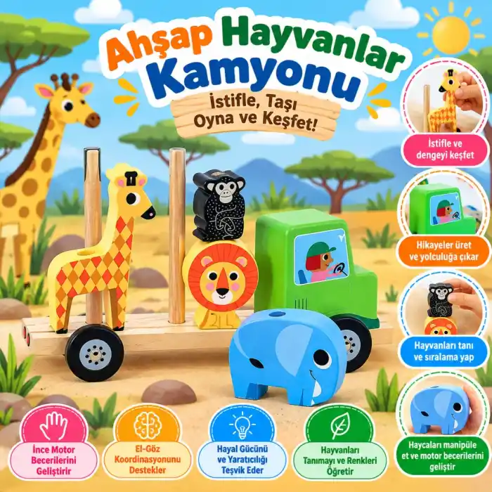 TCX Ahşap Hayvanlar Kamyonu