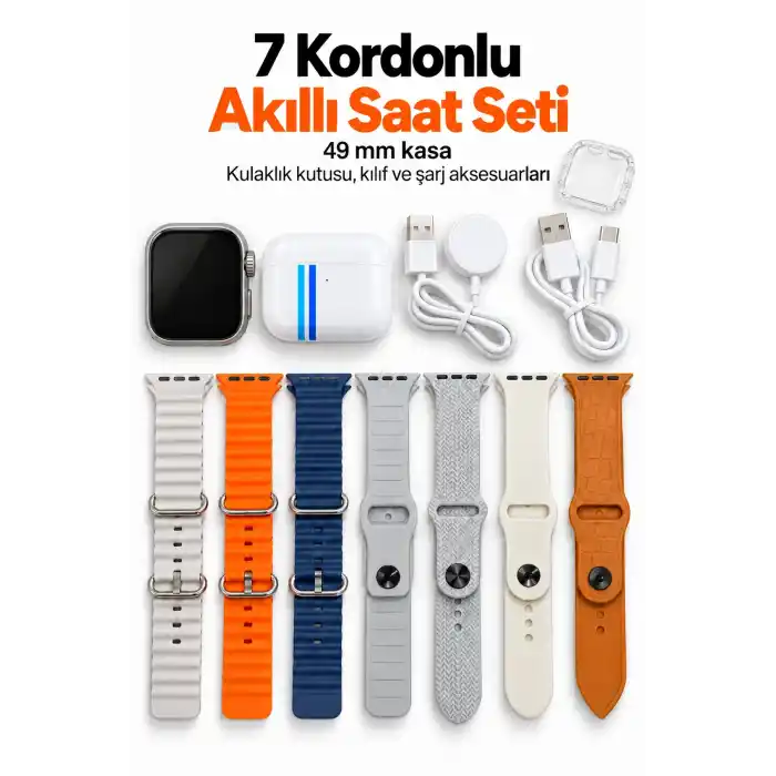 TCX Akıllı Saat Bluetooth Aramalı Ve 7 Kordonlu Set