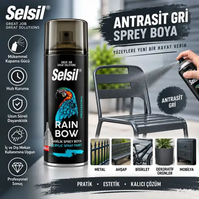 TCX Antrasit Gri Sprey Boya 400 ml