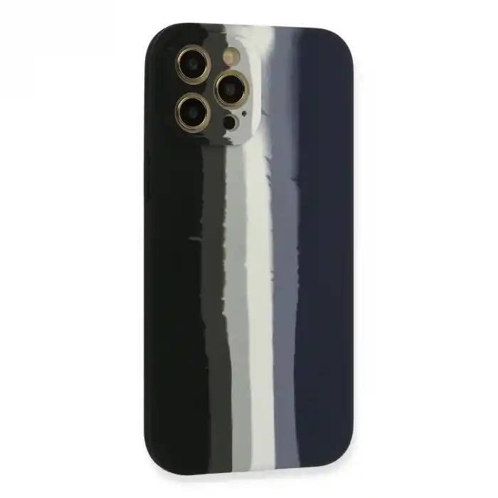 TCX Apple İphone 12 Pro Kılıf Ebruli Lansman Silikon - Siyah-lacivert