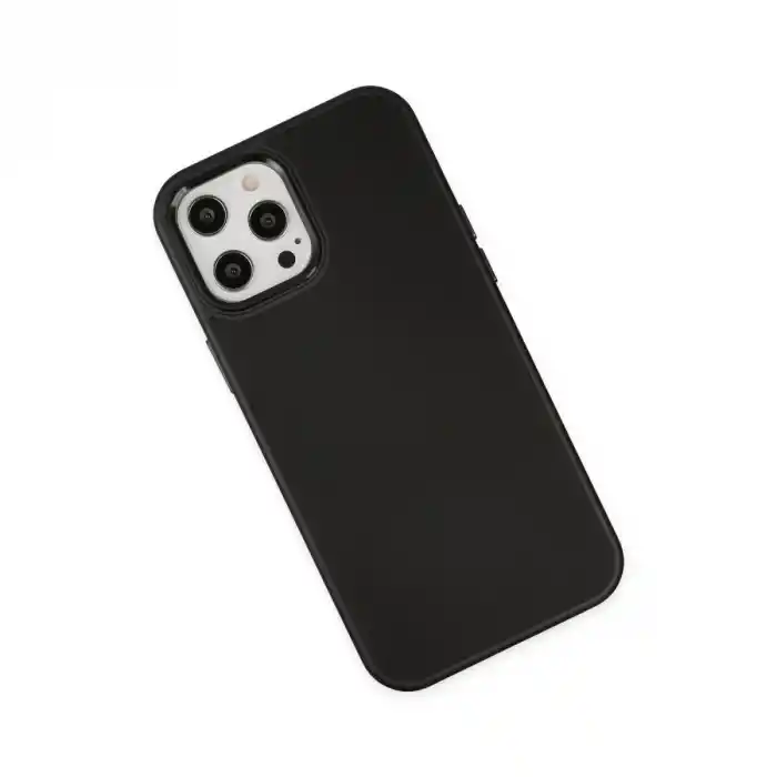 TCX Apple İphone 12 Pro Max Kılıf Asya Deri Silikon - Siyah