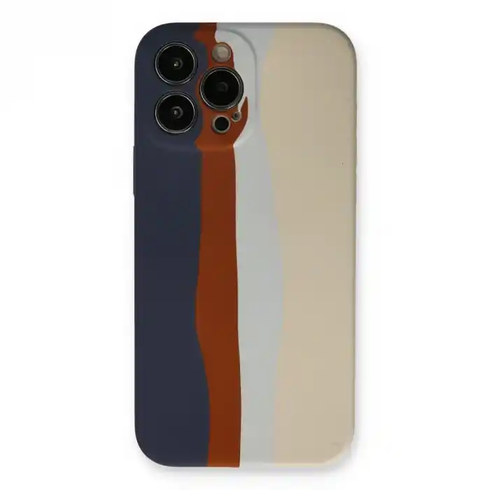 TCX Apple İphone 13 Pro Kılıf Ebruli Lansman Silikon - Lacivert-krem