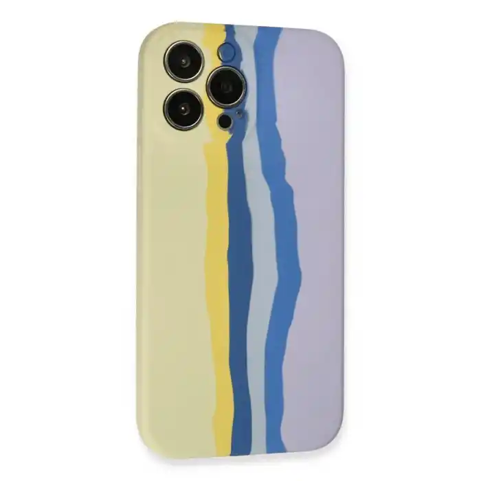 TCX Apple İphone 13 Pro Kılıf Ebruli Lansman Silikon - Sarı-lila