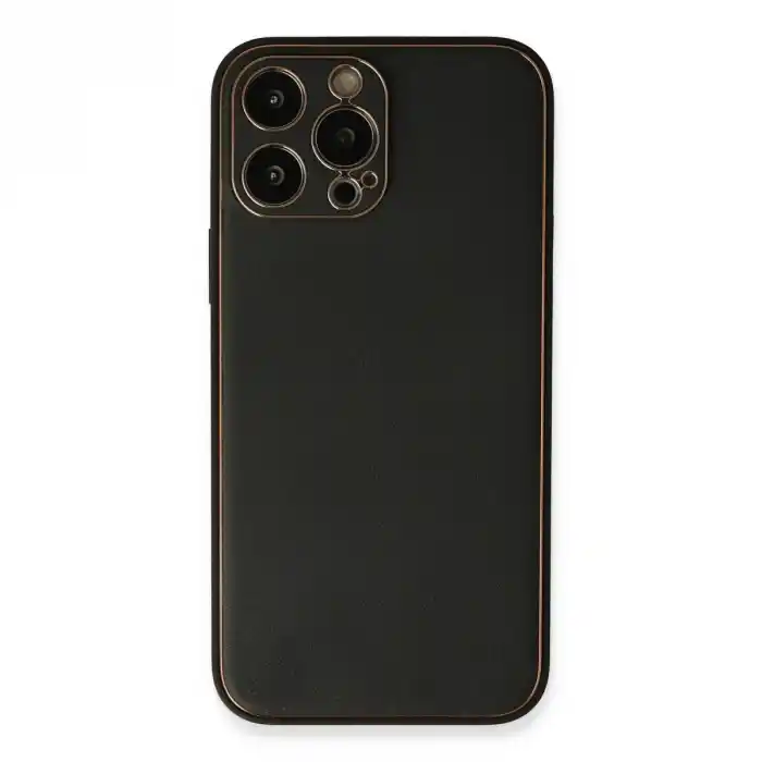 TCX Apple İphone 13 Pro Max Kılıf Coco Deri Silikon Kapak - Siyah