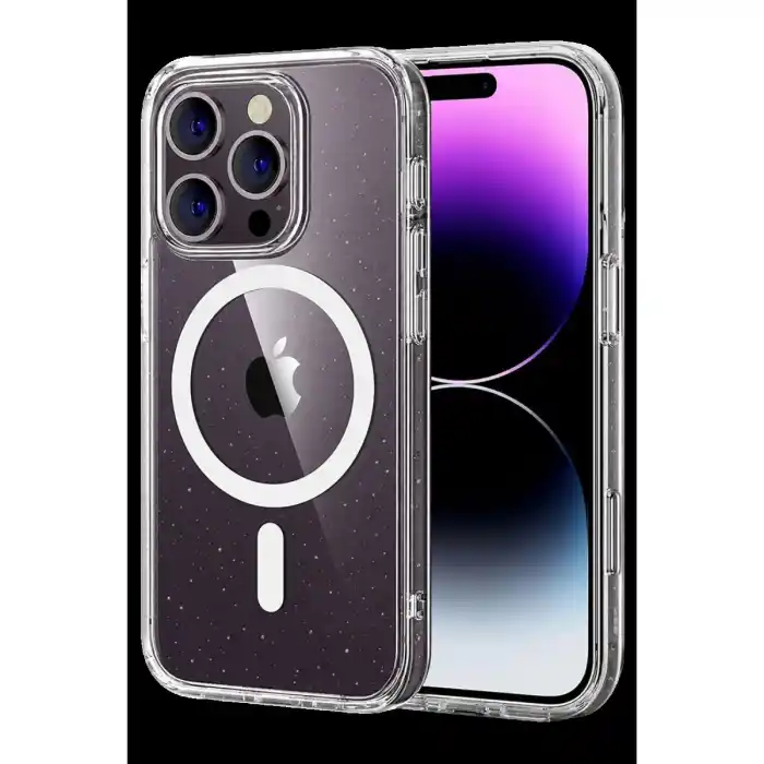 TCX Apple İphone 16 Pro Max Combo Simli Magsafe Kapak - Şeffaf