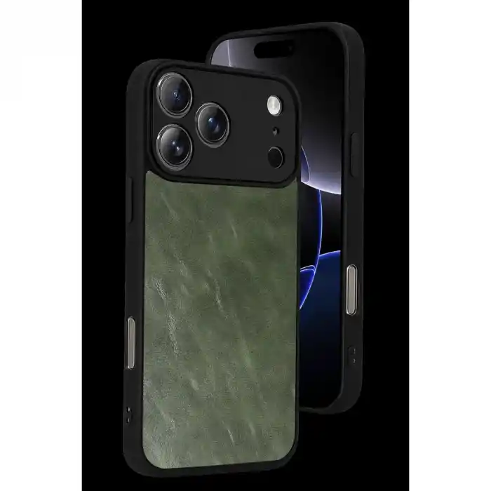 TCX Apple İphone 17 Pro Max Aras Deri Kapak - Yeşil