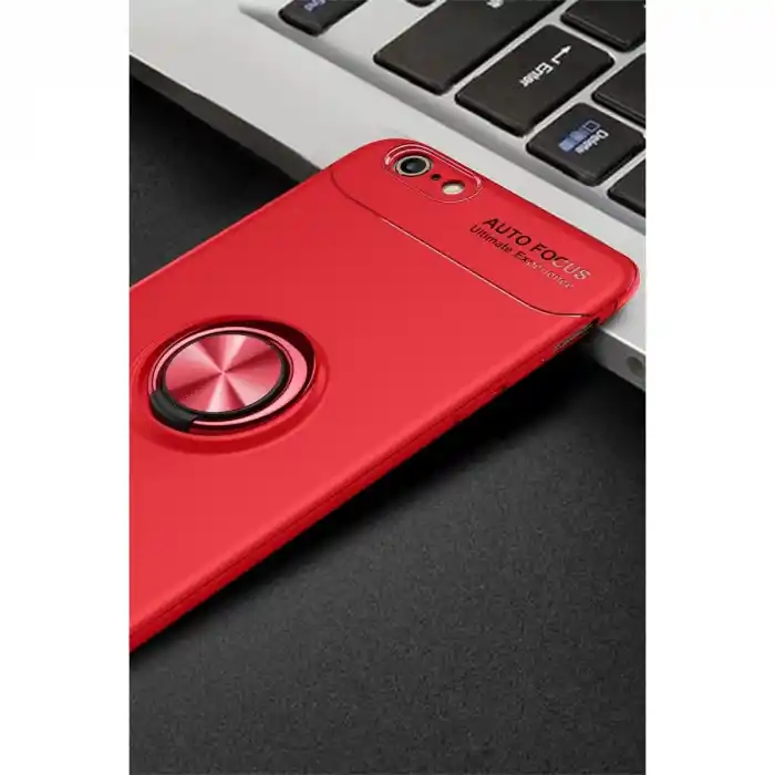TCX Apple İphone 6 Kılıf Range Yüzüklü Silikon - Kırmızı