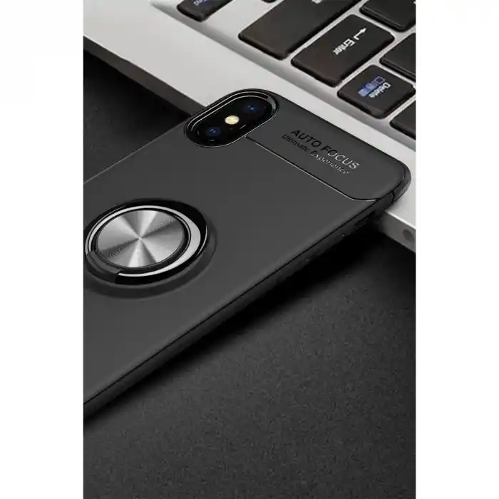 TCX Apple İphone Xs Max Kılıf Range Yüzüklü Silikon - Siyah