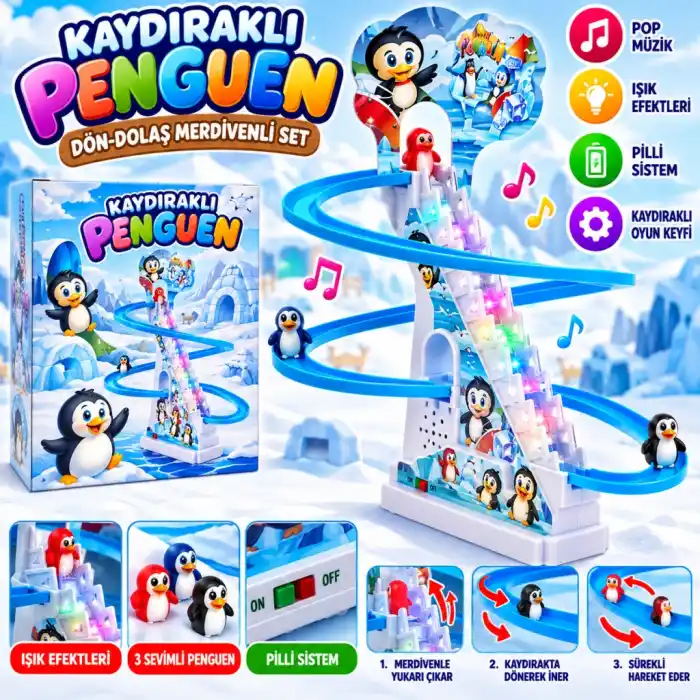 TCX DMN2021-4 KAYDIRAKLI DÖN-DOLAŞ MERDİVENLİ PENGUEN SETİ