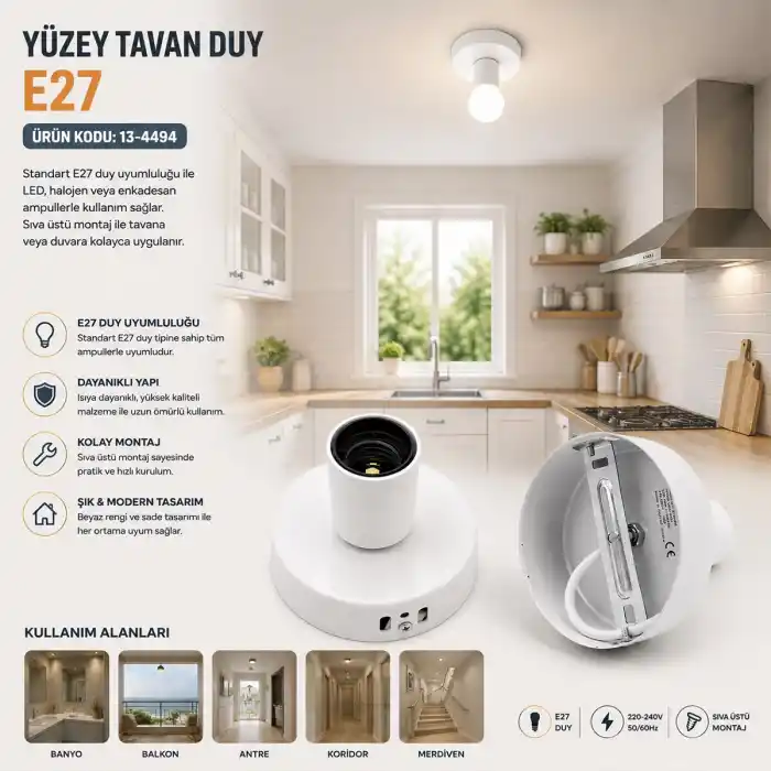 TCX E27 METAL ASKI APARAT TAVAN DUY E1318/2