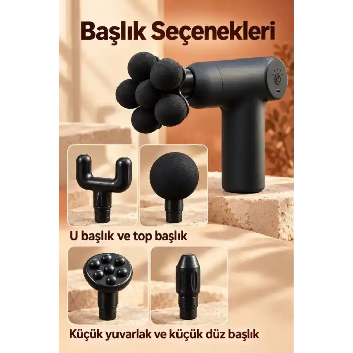 TCX El Tipi Masaj Tabancası Top Başlıklı Siyah Gövde