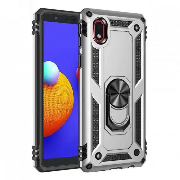 TCX  Galaxy A01 Core Kılıf Sofya Yüzüklü Silikon Kapak - Gümüş
