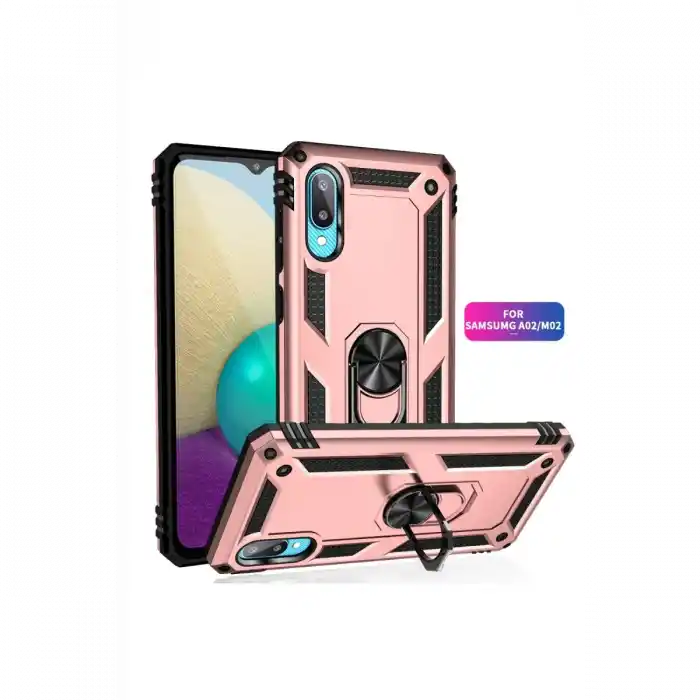 TCX  Galaxy A02 Kılıf Sofya Yüzüklü Silikon Kapak - Rose