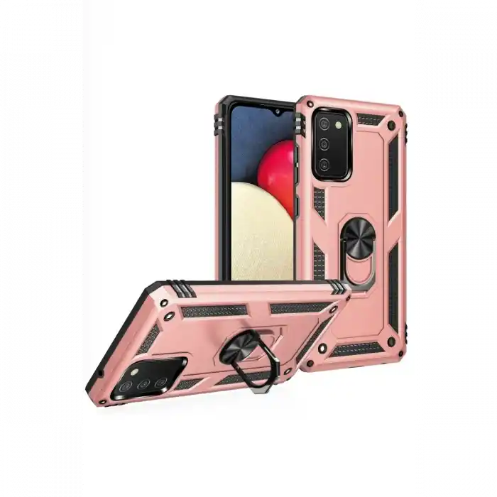 TCX  Galaxy A02S Kılıf Sofya Yüzüklü Silikon Kapak - Rose