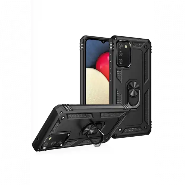 TCX  Galaxy A02S Kılıf Sofya Yüzüklü Silikon Kapak - Siyah
