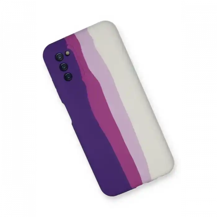 TCX  Galaxy A03S Kılıf Ebruli Lansman Silikon - Mor-Beyaz