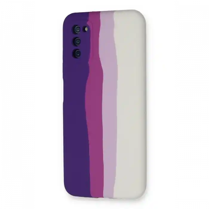 TCX  Galaxy A03S Kılıf Ebruli Lansman Silikon - Mor-Beyaz