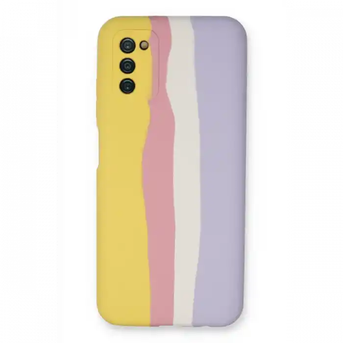TCX  Galaxy A03S Kılıf Ebruli Lansman Silikon - Sarı-Mavi