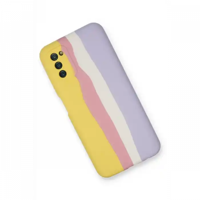 TCX  Galaxy A03S Kılıf Ebruli Lansman Silikon - Sarı-Mavi