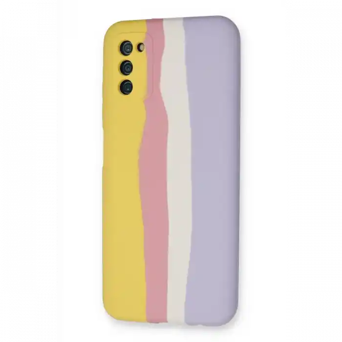 TCX  Galaxy A03S Kılıf Ebruli Lansman Silikon - Sarı-Mavi