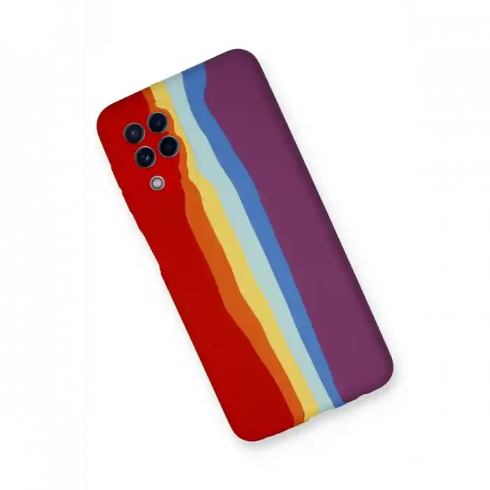 TCX  Galaxy A22 Kılıf Ebruli Lansman Silikon - Kırmızı-Mor