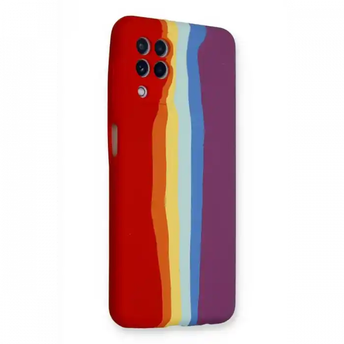 TCX  Galaxy A22 Kılıf Ebruli Lansman Silikon - Kırmızı-Mor