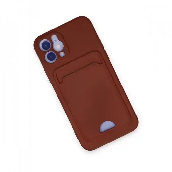 TCX  iPhone 12 Kılıf  Kartvizitli Silikon - Bordo