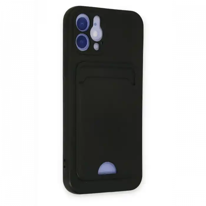 TCX  iPhone 12 Kılıf  Kartvizitli Silikon - Siyah