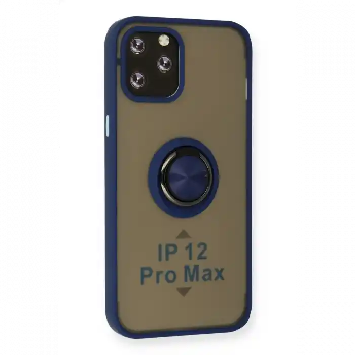 TCX  iPhone 12 Pro Kılıf  Yüzüklü Silikon Kapak - Lacivert