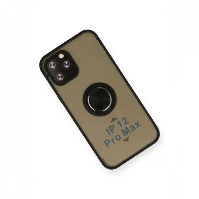TCX  iPhone 12 Pro Kılıf  Yüzüklü Silikon Kapak - Siyah