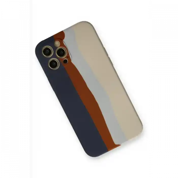TCX  iPhone 12 Pro Max Kılıf Ebruli Lansman Silikon - Lacivert-Krem