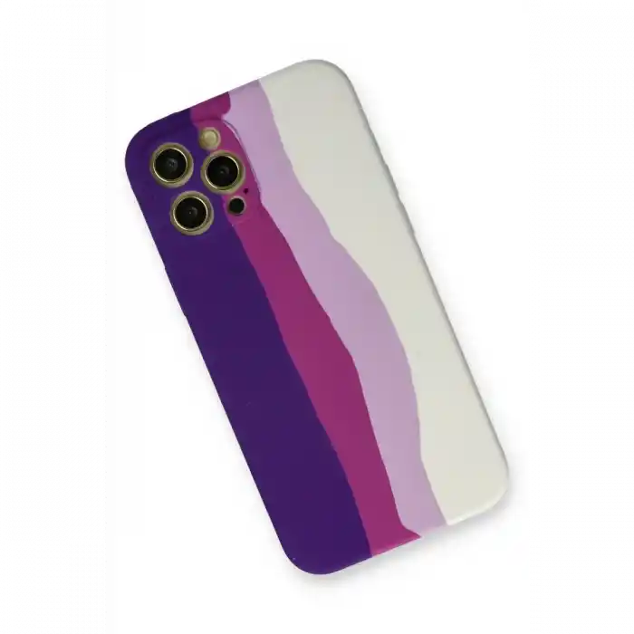 TCX  iPhone 12 Pro Max Kılıf Ebruli Lansman Silikon - Mor-Beyaz