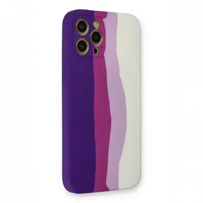 TCX  iPhone 12 Pro Max Kılıf Ebruli Lansman Silikon - Mor-Beyaz