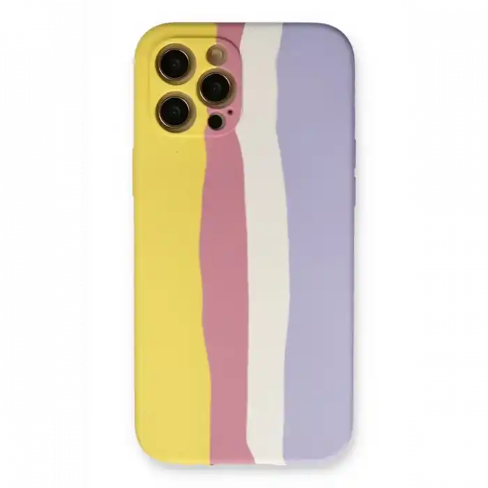 TCX  iPhone 12 Pro Max Kılıf Ebruli Lansman Silikon - Sarı-Mavi
