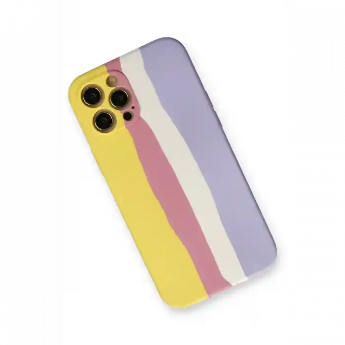 TCX  iPhone 12 Pro Max Kılıf Ebruli Lansman Silikon - Sarı-Mavi