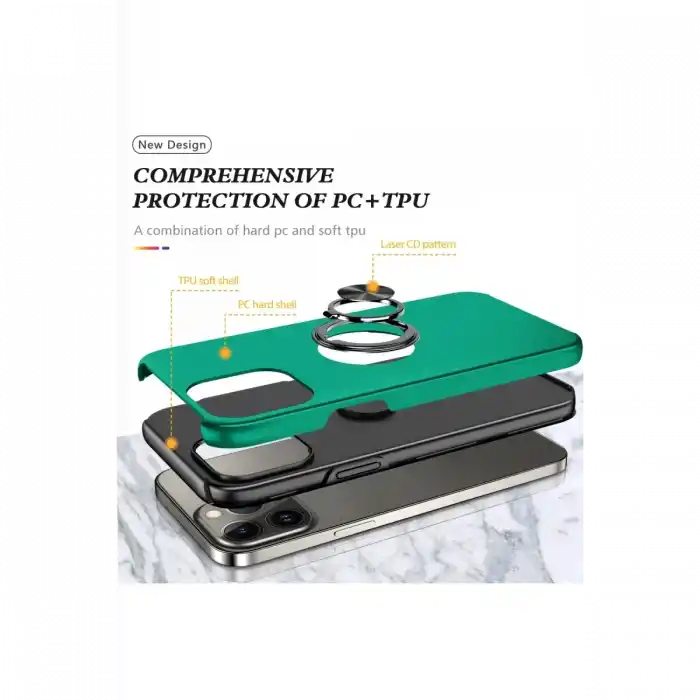 TCX  iPhone 13 Pro Max Kılıf Elit Yüzüklü Kapak - Yeşil
