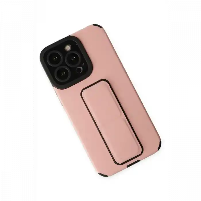 TCX  iPhone 14 Pro Kılıf Mega Standlı Silikon - Pudra