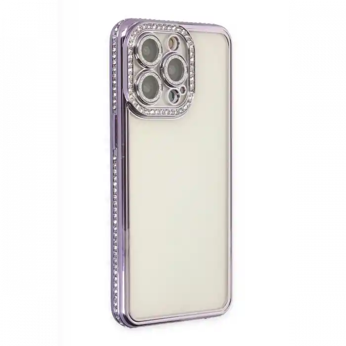 TCX  iPhone 14 Pro Kılıf  Taşlı Silikon - Mor
