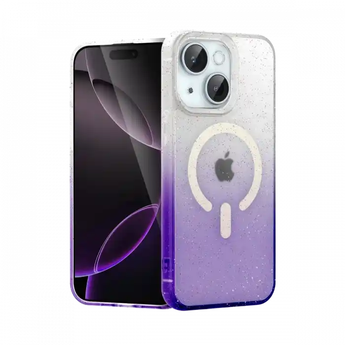 TCX  iPhone 15 Plus Pummel Shiny Magsafe Kapak - Mor