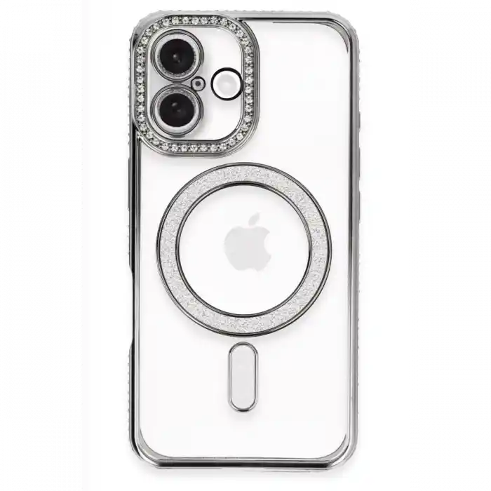 TCX  iPhone 16 Kılıf  Simli Magneticsafe Kılıf - Gri