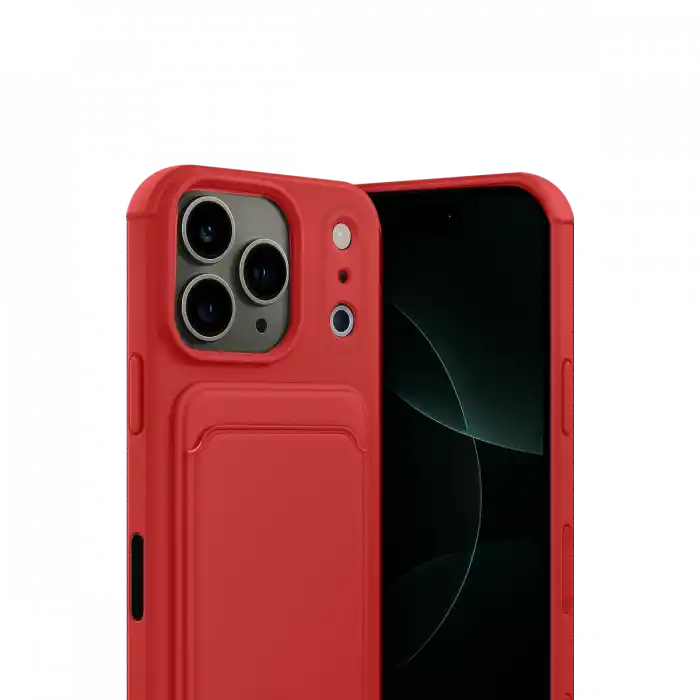 TCX  iPhone 17 Pro Max  Kartvizitli Silikon - Kırmızı