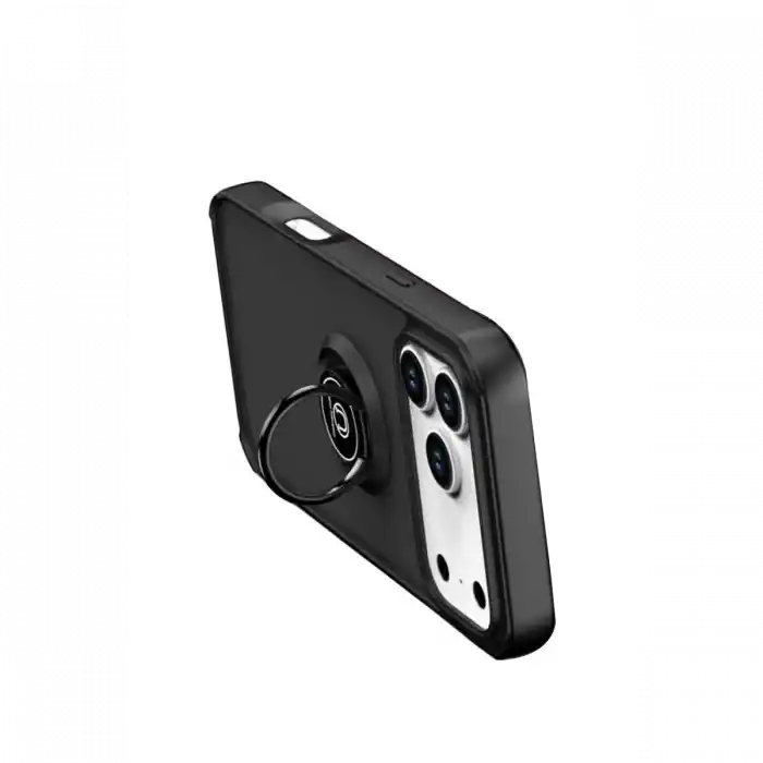 TCX  iPhone 17 Pro Max  Yüzüklü Silikon Kapak - Siyah