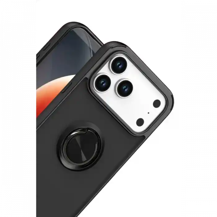 TCX  iPhone 17 Pro  Yüzüklü Silikon Kapak - Siyah