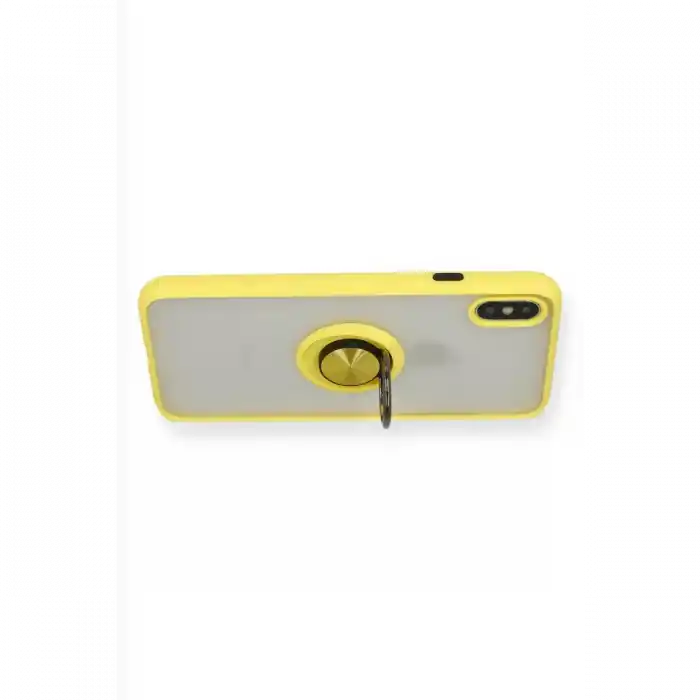 TCX  iPhone X Kılıf  Yüzüklü Silikon Kapak - Sarı
