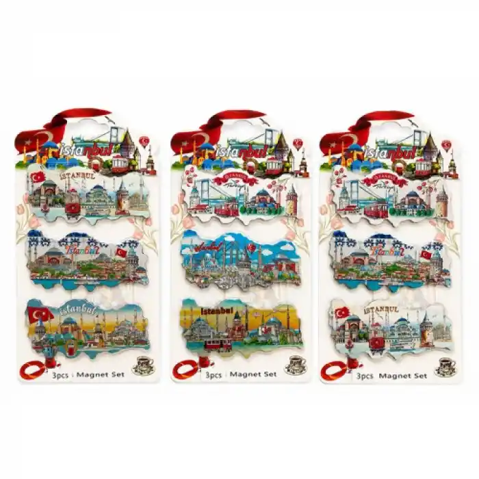 TCX İstanbul Temalı Silikon Buzdolapı Süsü Magnet 3Lü Set